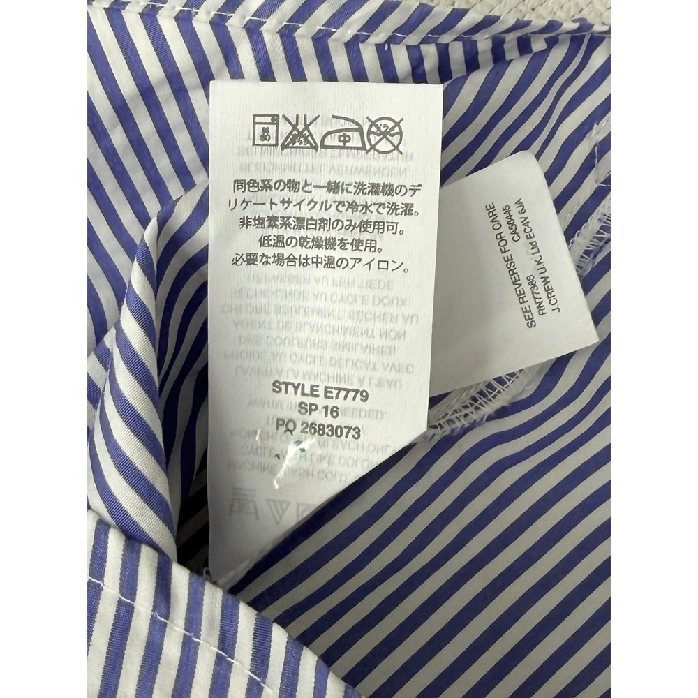 J.Crew Ruffle Poplin Shirt Blue White Striped Cotton Button-Up Womens 4 - Picture 7 of 7